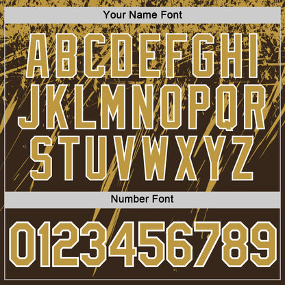 Custom Brown Old Gold-White Distressed Scratch Brush Stroke Performance T-Shirt