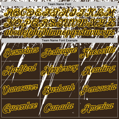 Custom Brown White-Yellow Distressed Scratch Brush Stroke Performance T-Shirt