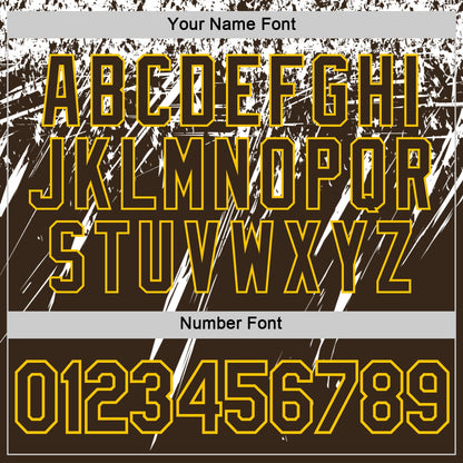 Custom Brown White-Yellow Distressed Scratch Brush Stroke Performance T-Shirt