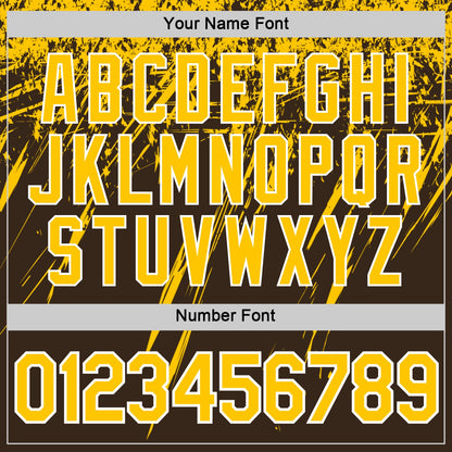 Custom Brown Yellow-White Distressed Scratch Brush Stroke Performance T-Shirt