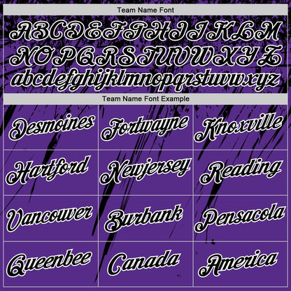 Custom Purple Black-White Distressed Scratch Brush Stroke Performance T-Shirt