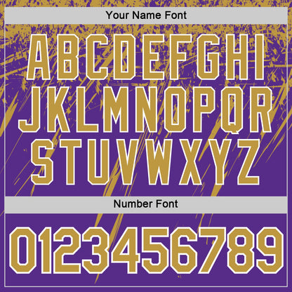 Custom Purple Old Gold-White Distressed Scratch Brush Stroke Performance T-Shirt