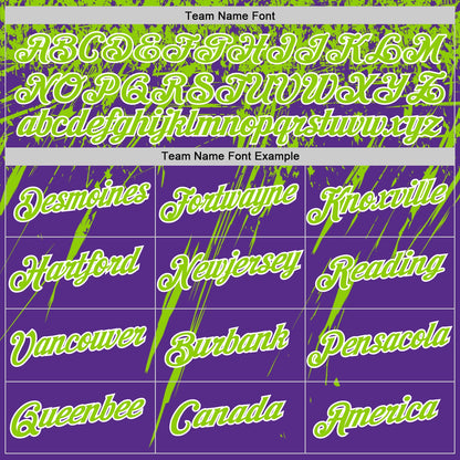 Custom Purple Neon Green-White Distressed Scratch Brush Stroke Performance T-Shirt