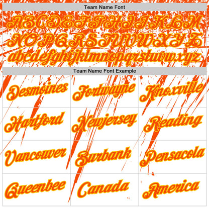Custom White Orange-Yellow Distressed Scratch Brush Stroke Performance T-Shirt