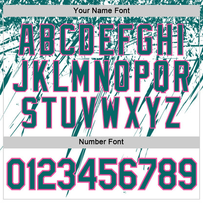 Custom White Teal-Pink Distressed Scratch Brush Stroke Performance T-Shirt