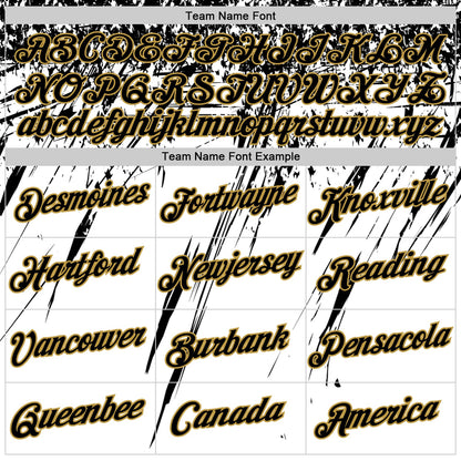 Custom White Black-Old Gold Distressed Scratch Brush Stroke Performance T-Shirt