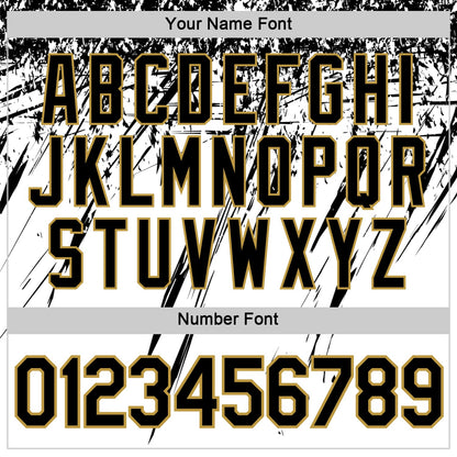 Custom White Black-Old Gold Distressed Scratch Brush Stroke Performance T-Shirt