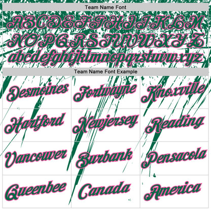 Custom White Kelly Green-Pink Distressed Scratch Brush Stroke Performance T-Shirt