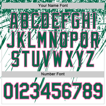 Custom White Kelly Green-Pink Distressed Scratch Brush Stroke Performance T-Shirt