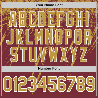 Custom Burgundy Old Gold-White Distressed Scratch Brush Stroke Performance T-Shirt