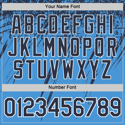 Custom Powder Blue Navy-White Distressed Scratch Brush Stroke Performance T-Shirt