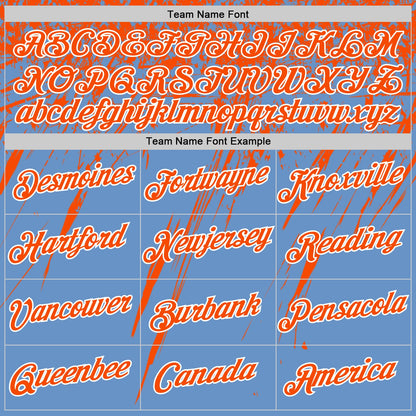 Custom Light Blue Orange-White Distressed Scratch Brush Stroke Performance T-Shirt