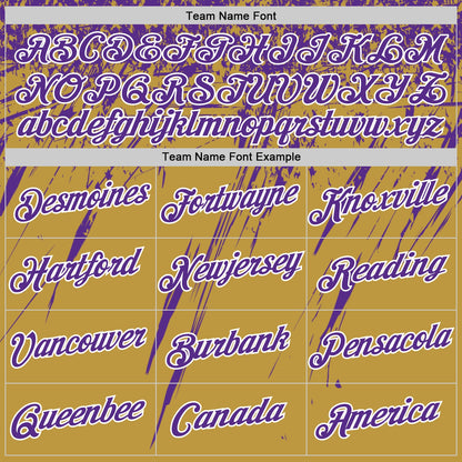 Custom Old Gold Purple-White Distressed Scratch Brush Stroke Performance T-Shirt