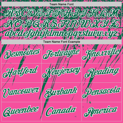 Custom Pink Kelly Green-White Distressed Scratch Brush Stroke Performance T-Shirt