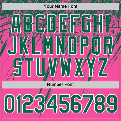 Custom Pink Kelly Green-White Distressed Scratch Brush Stroke Performance T-Shirt