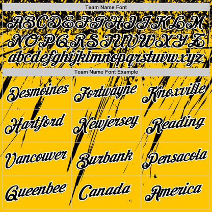 Custom Yellow Black-White Distressed Scratch Brush Stroke Performance T-Shirt