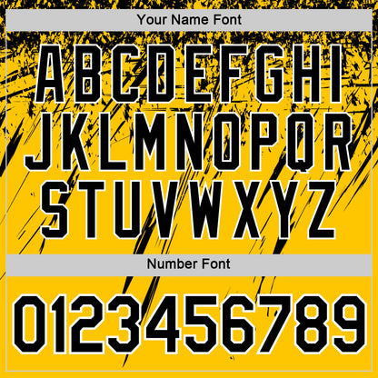 Custom Yellow Black-White Distressed Scratch Brush Stroke Performance T-Shirt