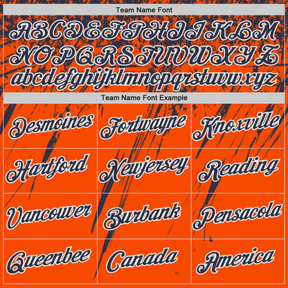 Custom Orange Navy-White Distressed Scratch Brush Stroke Performance T-Shirt