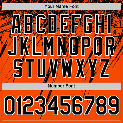 Custom Orange Black-White Distressed Scratch Brush Stroke Performance T-Shirt
