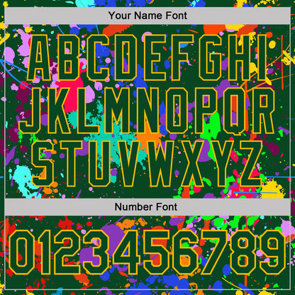 Custom Graffiti Pattern Green-Gold Vibrant Multicolor Paint Splatter Performance T-Shirt