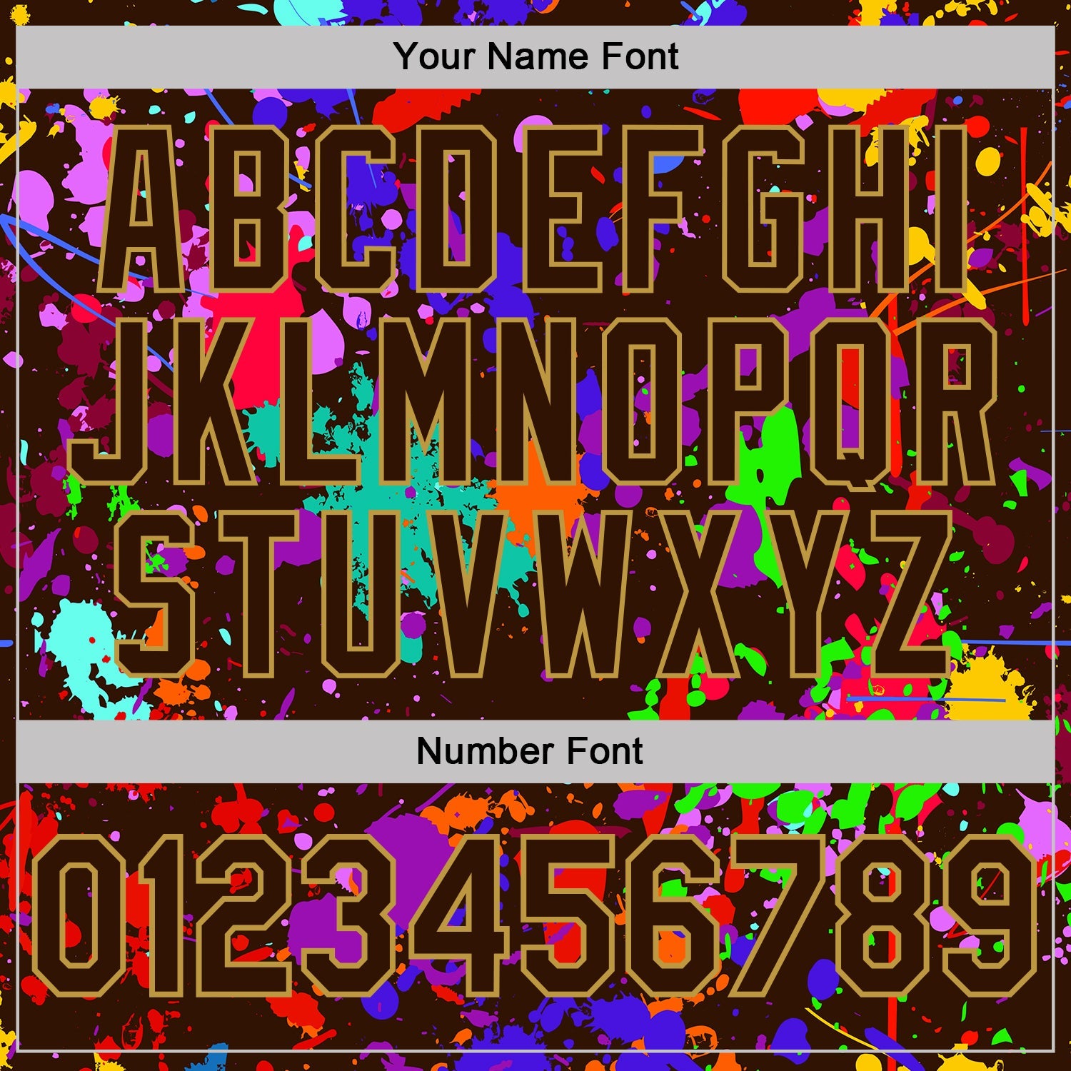 Custom Graffiti Pattern Brown-Old Gold Vibrant Multicolor Paint Splatter Performance T-Shirt
