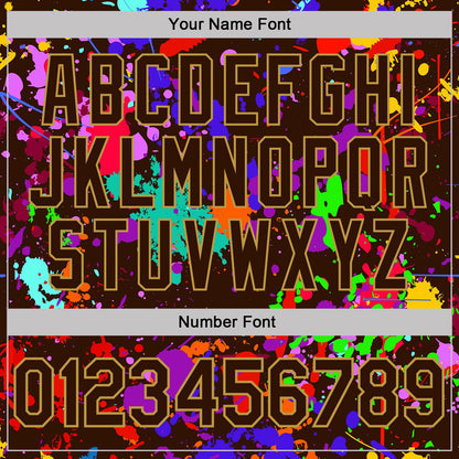 Custom Graffiti Pattern Brown-Old Gold Vibrant Multicolor Paint Splatter Performance T-Shirt