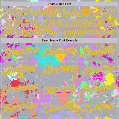 Custom Graffiti Pattern Gray-Yellow Vibrant Multicolor Paint Splatter Performance T-Shirt