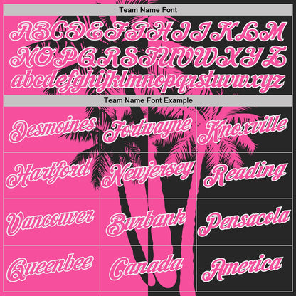 Custom Black Pink-White Hawaii Tropical Coastal Palm Trees Performance T-Shirt
