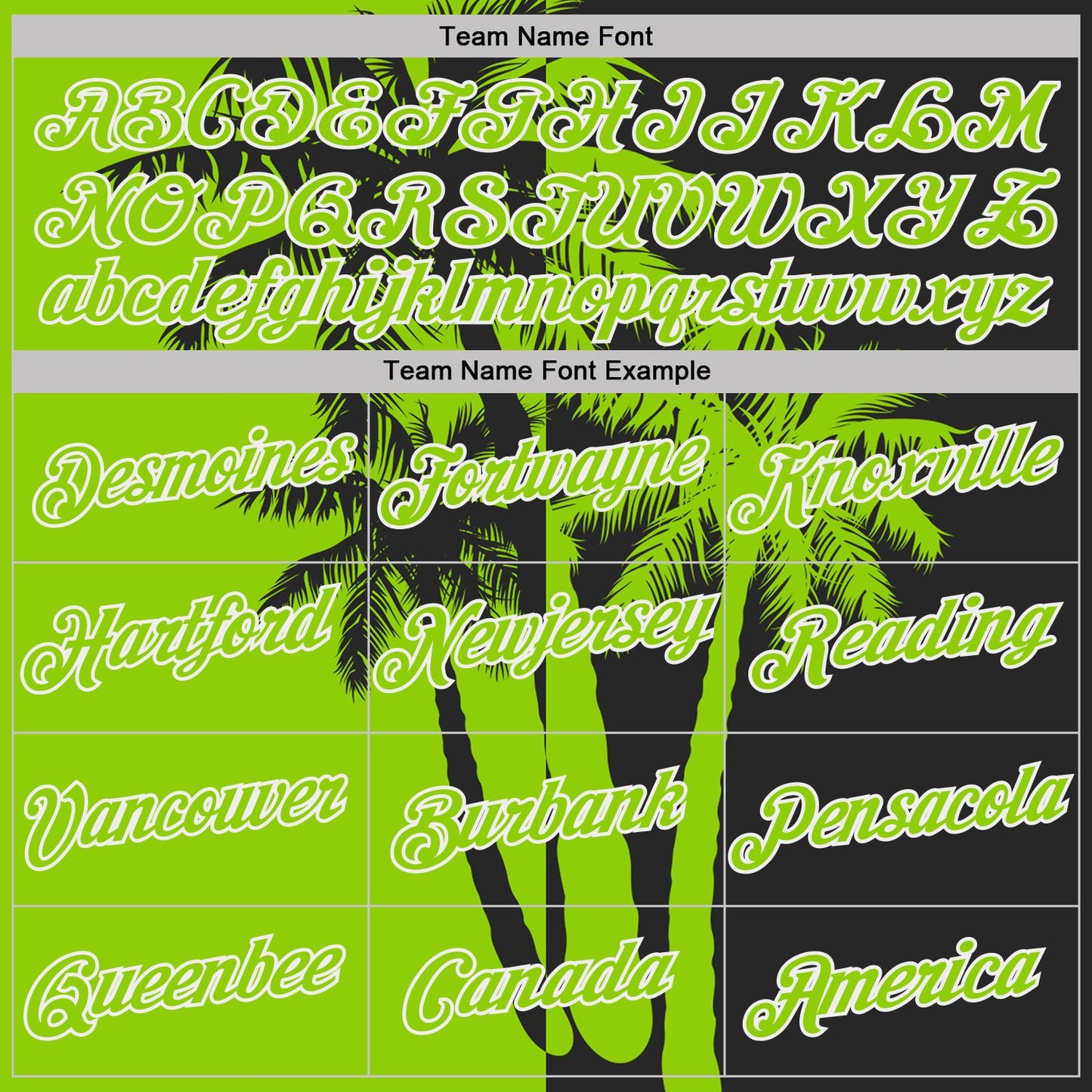 Custom Black Neon Green-White Hawaii Tropical Coastal Palm Trees Performance T-Shirt
