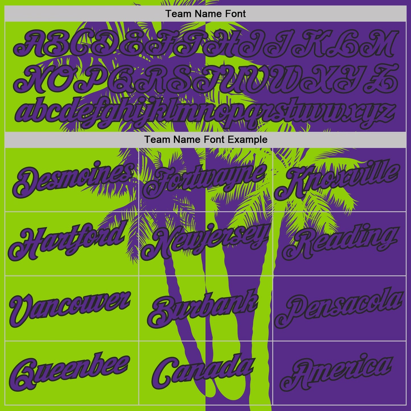 Custom Purple Neon Green-Black Hawaii Tropical Coastal Palm Trees Performance T-Shirt