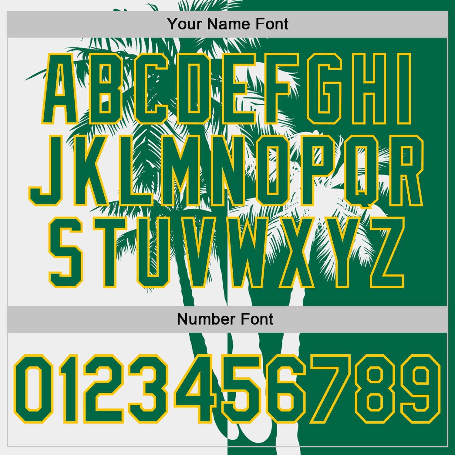 Custom Kelly Green White-Yellow Hawaii Tropical Coastal Palm Trees Performance T-Shirt