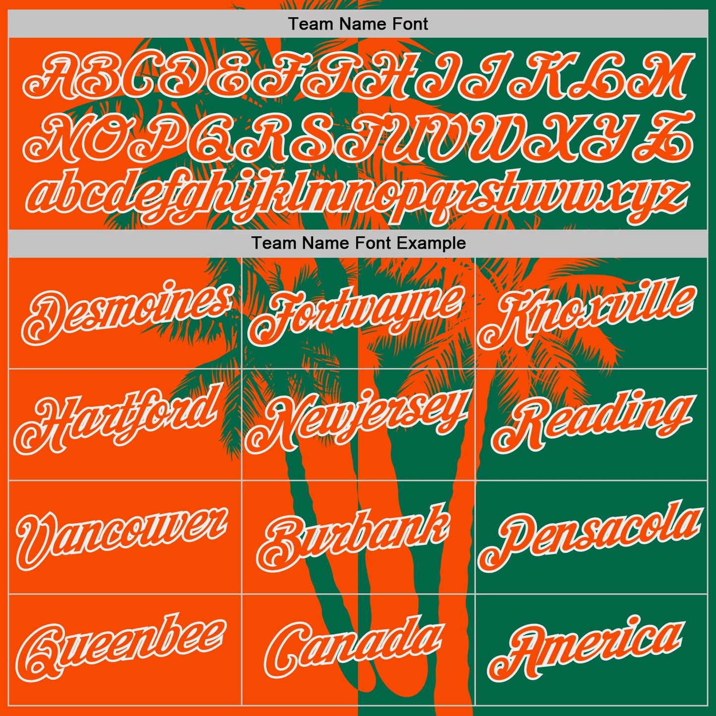 Custom Kelly Green Orange-White Hawaii Tropical Coastal Palm Trees Performance T-Shirt