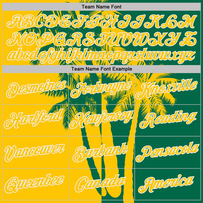 Custom Kelly Green Yellow-White Hawaii Tropical Coastal Palm Trees Performance T-Shirt