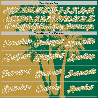Custom Kelly Green Old Gold-White Hawaii Tropical Coastal Palm Trees Performance T-Shirt