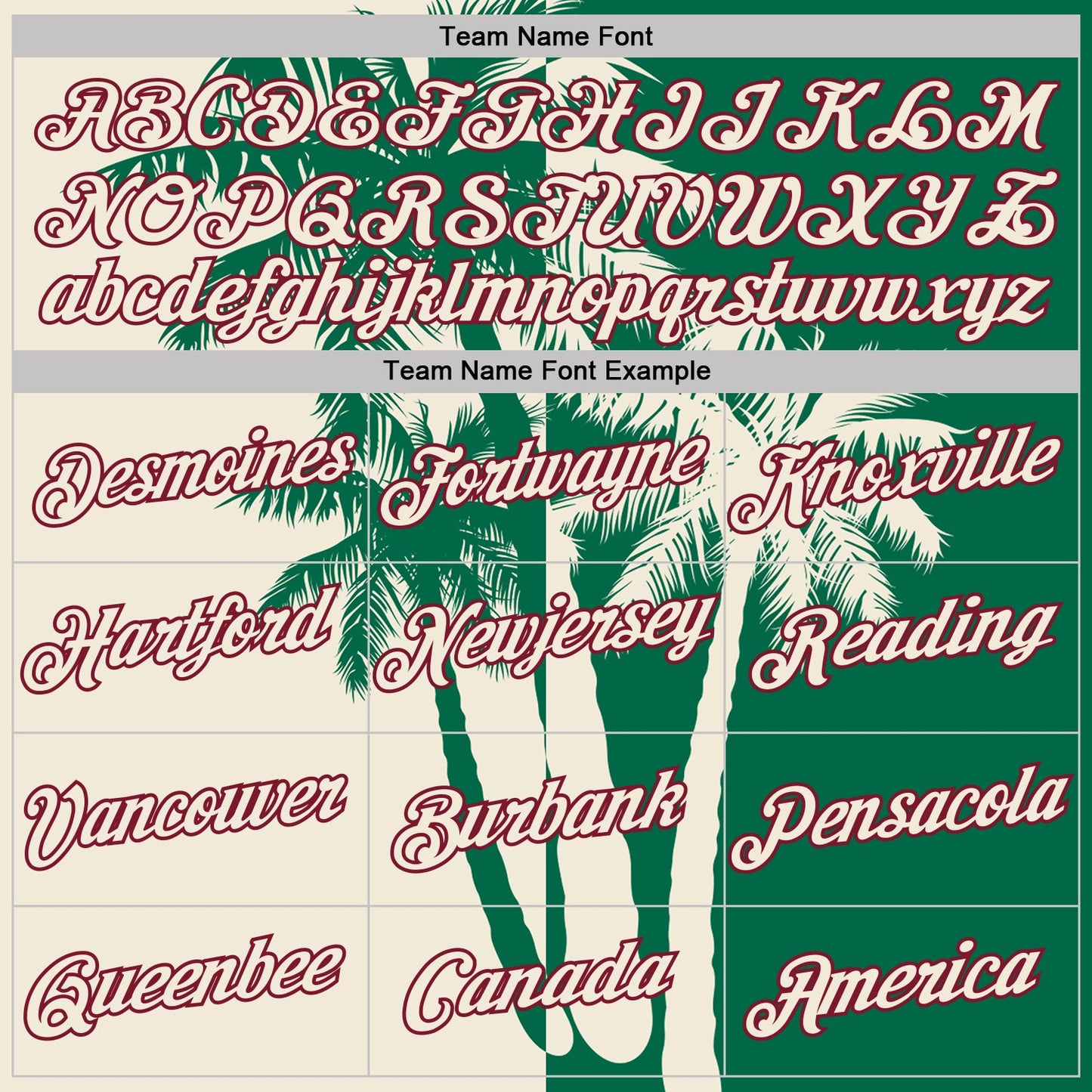 Custom Kelly Green Cream-Crimson Hawaii Tropical Coastal Palm Trees Performance T-Shirt