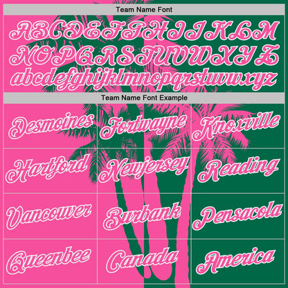 Custom Kelly Green Pink-White Hawaii Tropical Coastal Palm Trees Performance T-Shirt