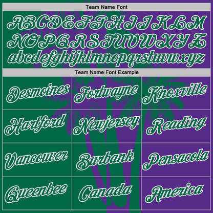 Custom Purple Kelly Green-White Hawaii Tropical Coastal Palm Trees Performance T-Shirt