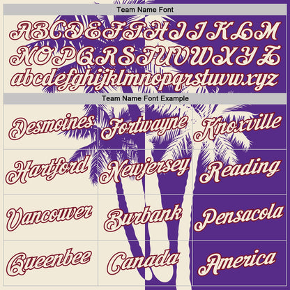Custom Purple Cream-Crimson Hawaii Tropical Coastal Palm Trees Performance T-Shirt
