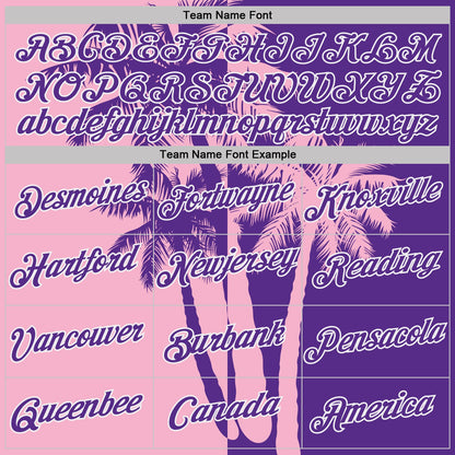 Custom Purple Light Pink-White Hawaii Tropical Coastal Palm Trees Performance T-Shirt