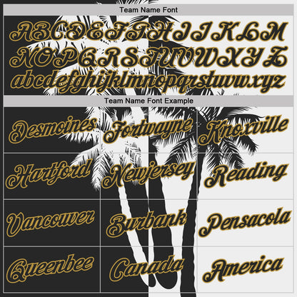 Custom White Black-Old Gold Hawaii Tropical Coastal Palm Trees Performance T-Shirt
