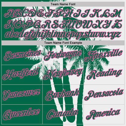 Custom White Kelly Green-Pink Hawaii Tropical Coastal Palm Trees Performance T-Shirt