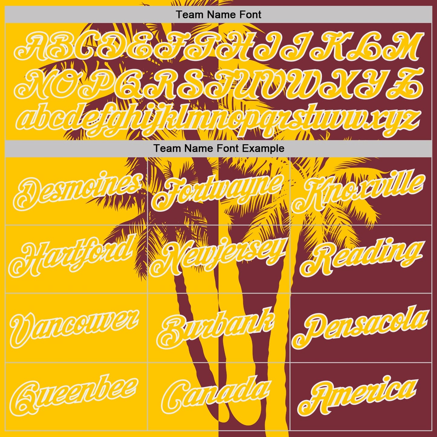 Custom Burgundy Yellow-White Hawaii Tropical Coastal Palm Trees Performance T-Shirt