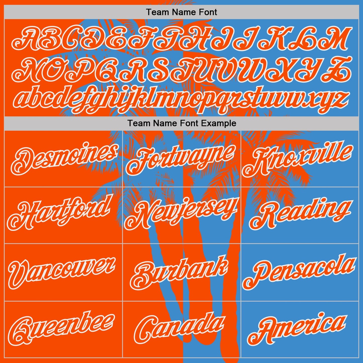 Custom Powder Blue Orange-White Hawaii Tropical Coastal Palm Trees Performance T-Shirt