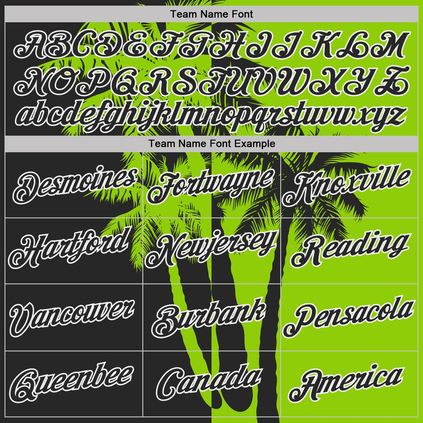 Custom Neon Green Black-White Hawaii Tropical Coastal Palm Trees Performance T-Shirt