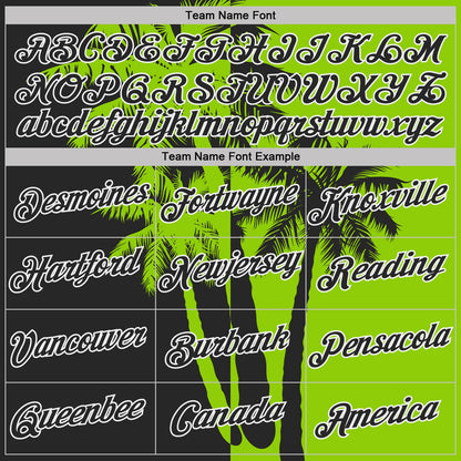 Custom Neon Green Black-White Hawaii Tropical Coastal Palm Trees Performance T-Shirt