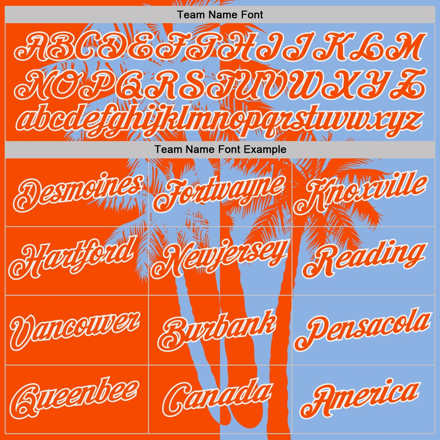 Custom Light Blue Orange-White Hawaii Tropical Coastal Palm Trees Performance T-Shirt