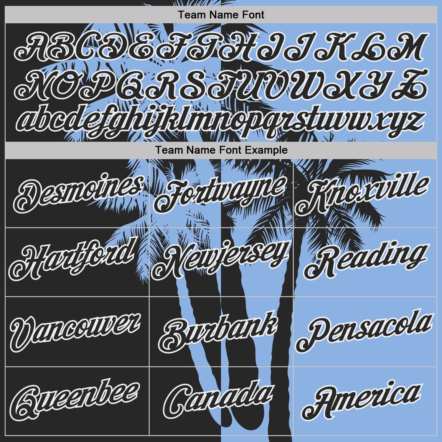 Custom Light Blue Black-White Hawaii Tropical Coastal Palm Trees Performance T-Shirt