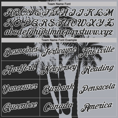 Custom Gray Black-White Hawaii Tropical Coastal Palm Trees Performance T-Shirt