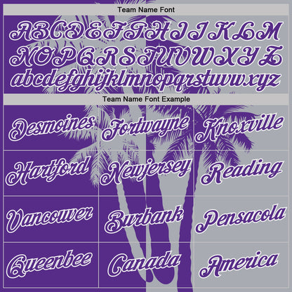 Custom Gray Purple-White Hawaii Tropical Coastal Palm Trees Performance T-Shirt