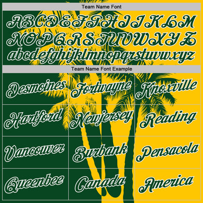 Custom Yellow Green-White Hawaii Tropical Coastal Palm Trees Performance T-Shirt